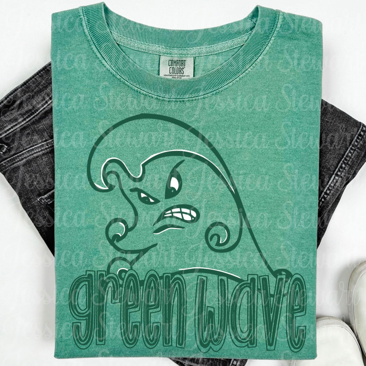 Green Wave outline mascot T-shirt, Tank or sweatshirt