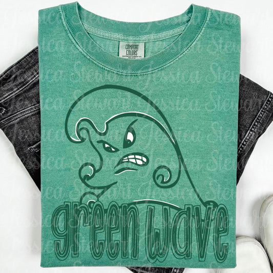 Green Wave outline mascot T-shirt, Tank or sweatshirt