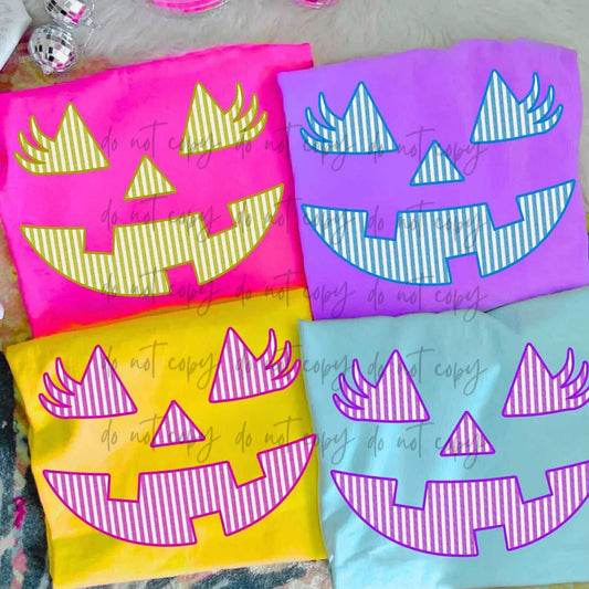 Seersucker pumpkin face Tshirt, Tank or sweatshirt