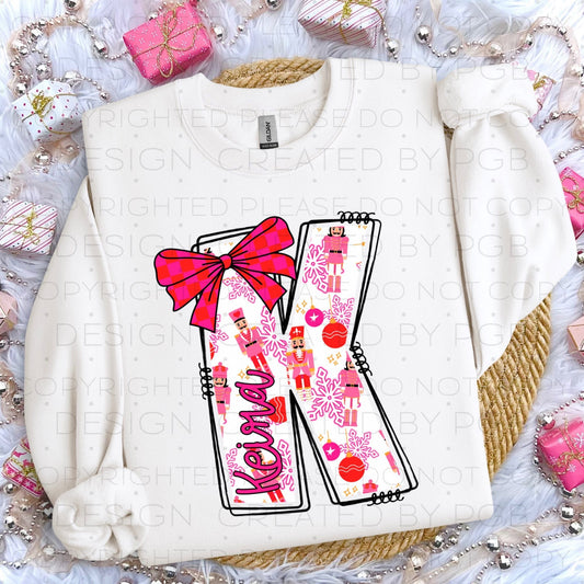 Personalized nutcracker or deer winter letter T-shirt, or sweatshirt