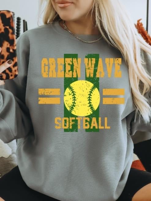 Green Wave softball T-shirt, Long sleeve t-shirt or Sweatshirt