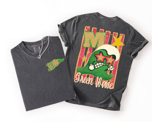 Green wave Glitzy T-shirt, or sweatshirt