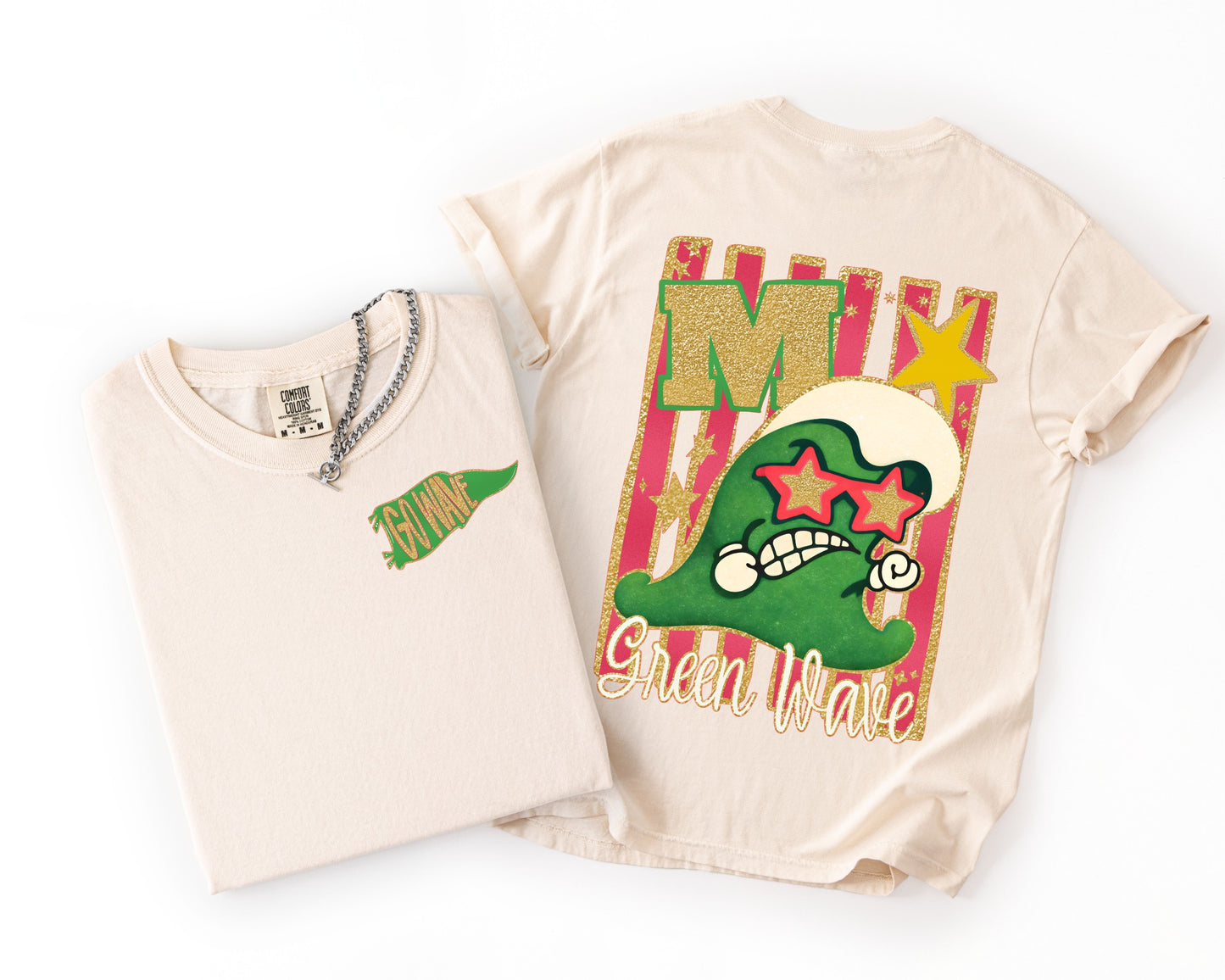 Green wave Glitzy T-shirt, or sweatshirt