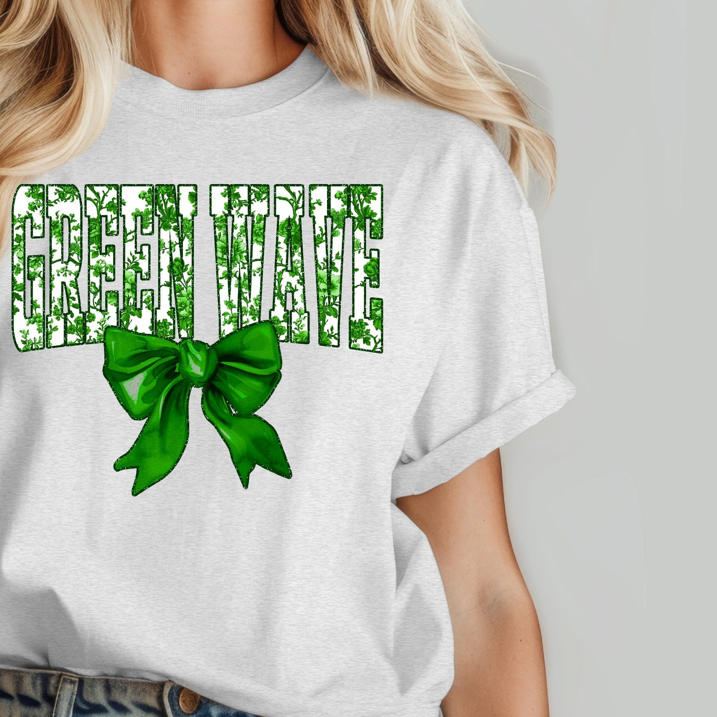 Green Wave coquette floral bow  Tshirt, tank or sweatshirt!
