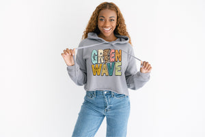 Distressed lightning bolt Greenwave Tee or Crop Hoodie