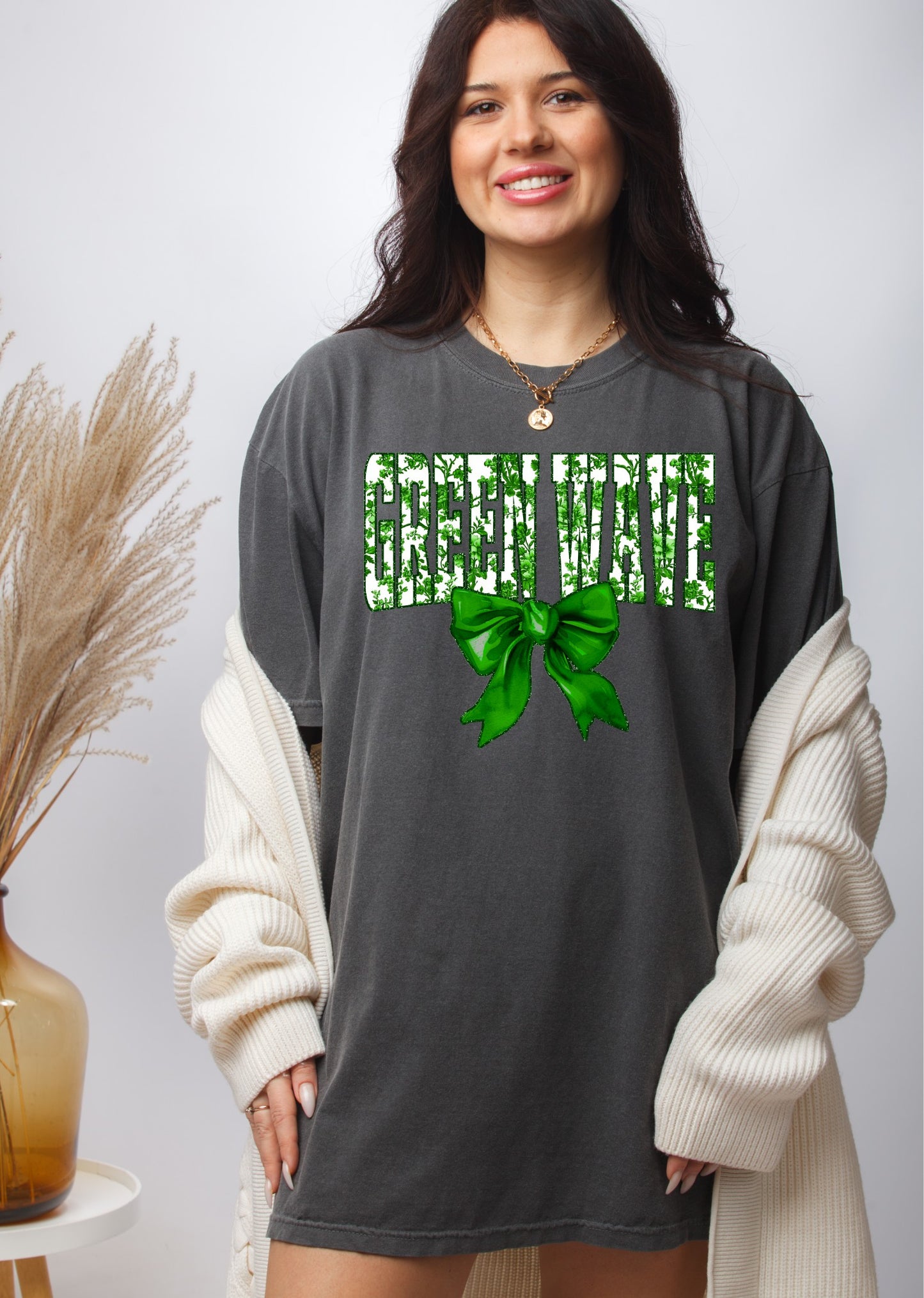 Green Wave coquette floral bow  Tshirt, tank or sweatshirt!