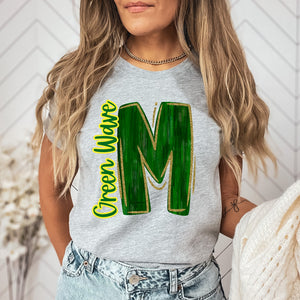 M or G Letter/Green Wave T-shirt or Sweatshirt