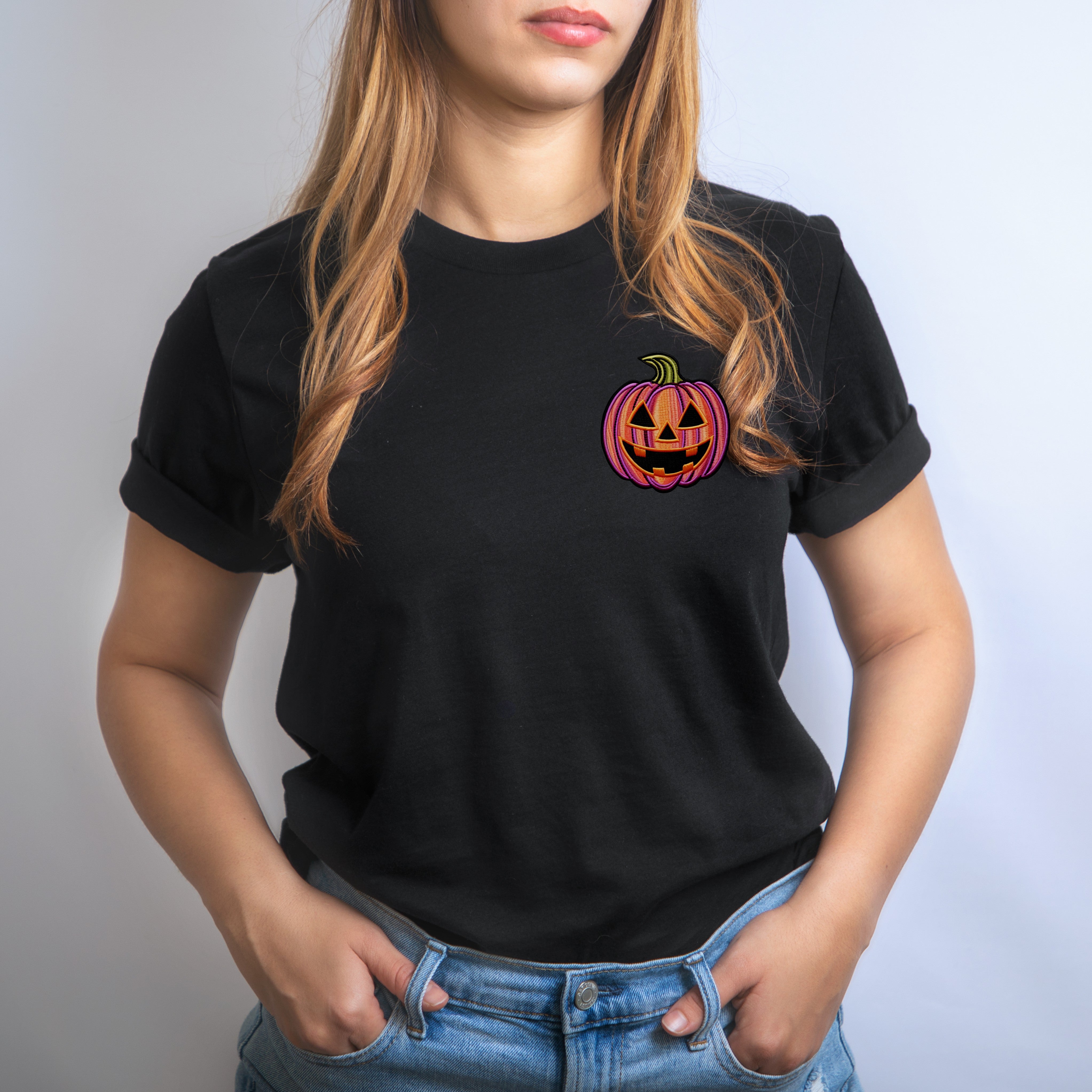 Adorable pumpkin pocket print T-Shirt