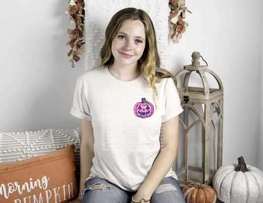 Adorable pumpkin pocket print T-Shirt