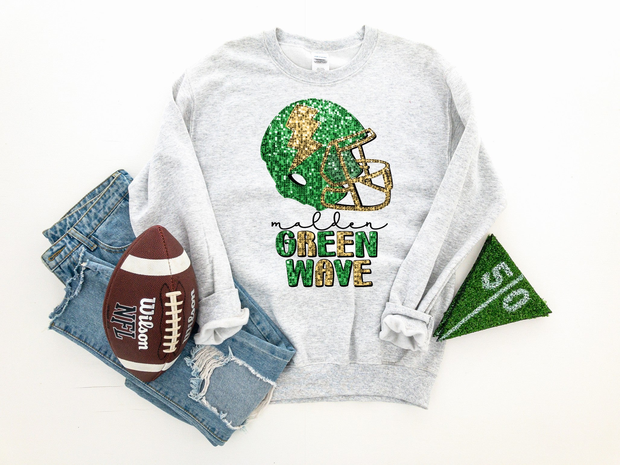 Faux Sequin Green Wave T-shirt or Sweatshirt