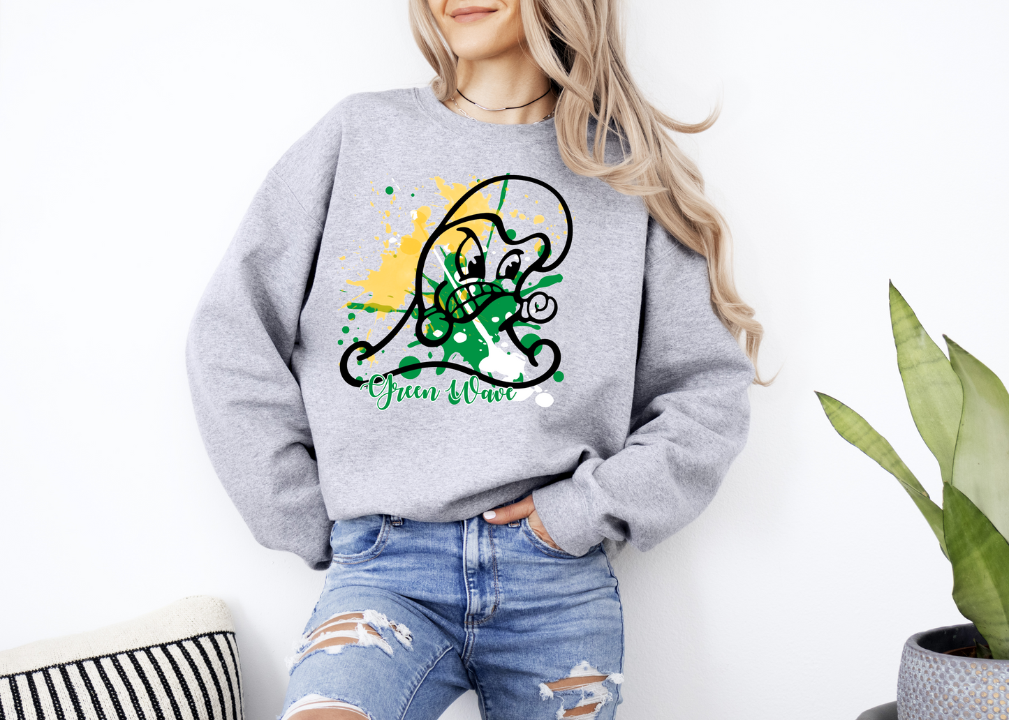 Green Wave splatter T-shirt, or sweatshirt