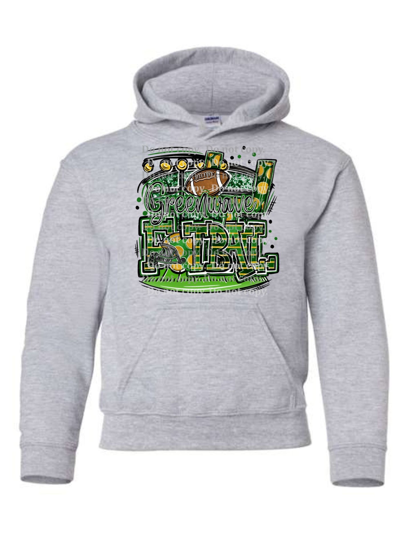 Youth Greenwave Spirit Cheer or Football T-shirt or Hoodie