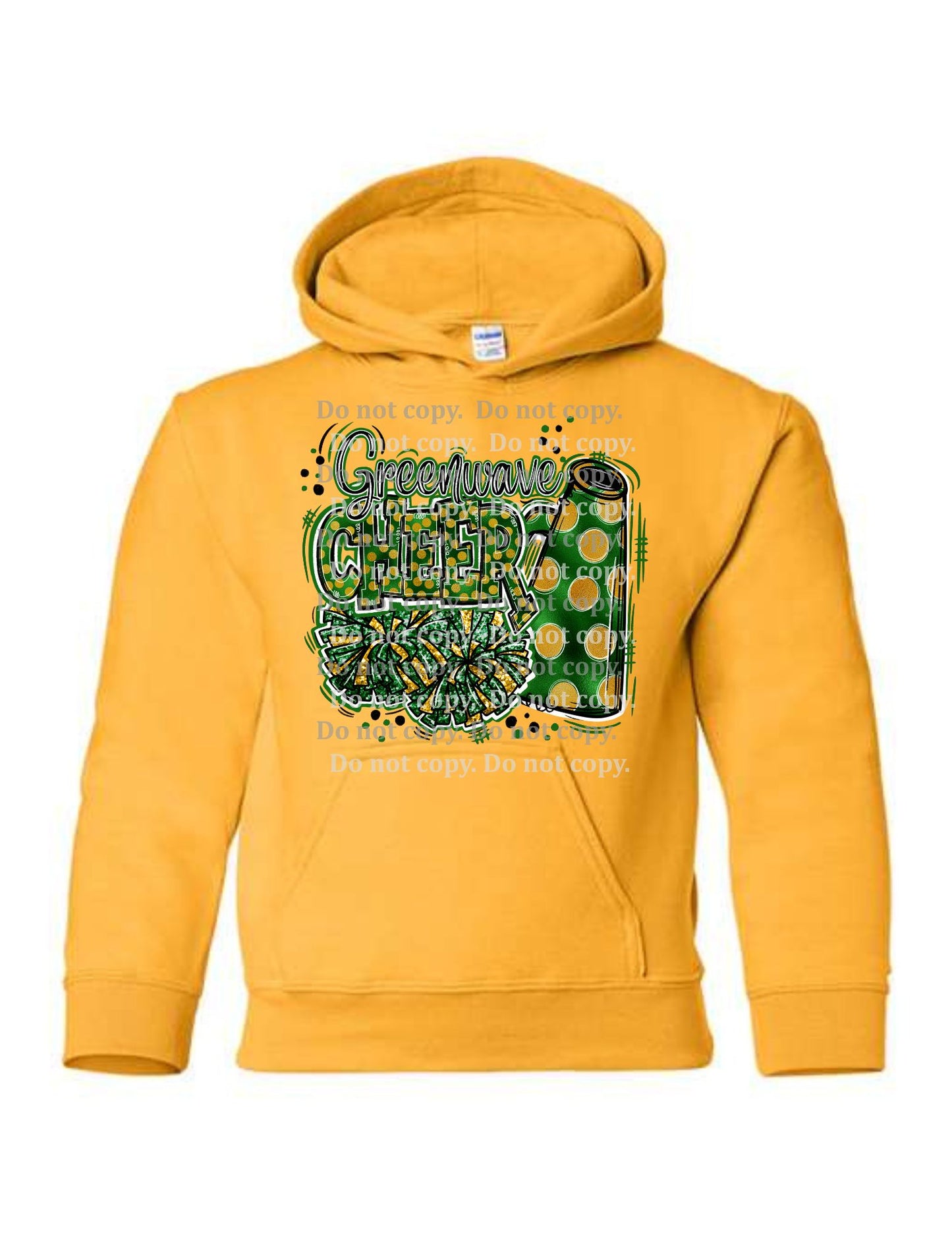 Youth Greenwave Spirit Cheer or Football T-shirt or Hoodie