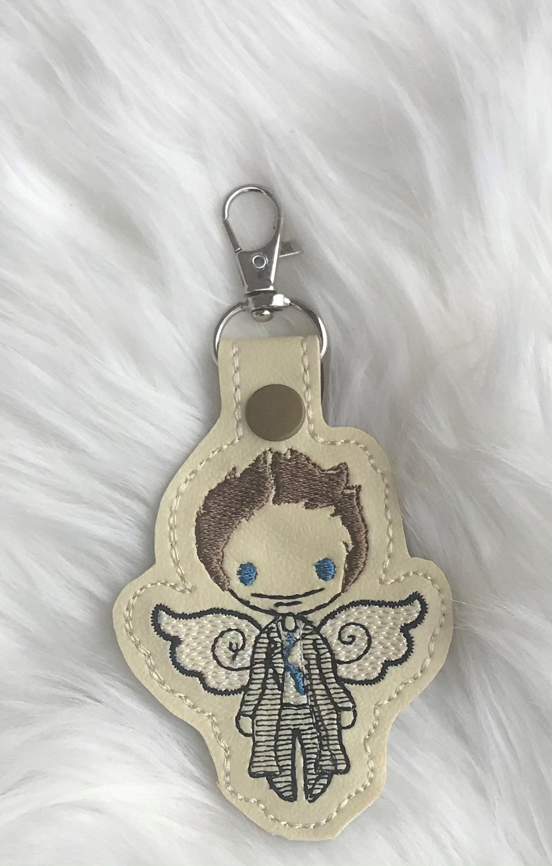 Castiel (spn) embroidered Keychain/snap tab