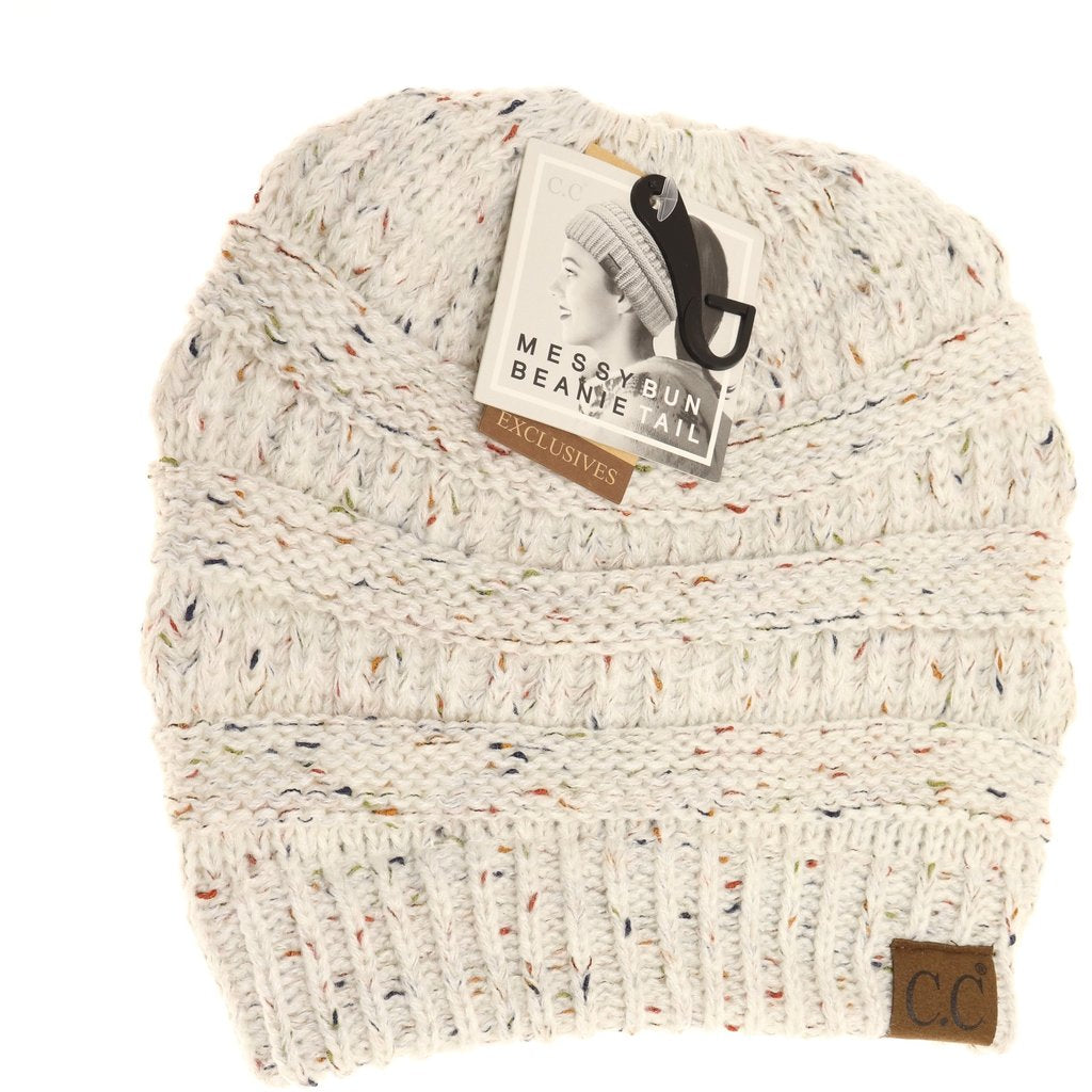 Ponytail Flecked C.C. Beanie