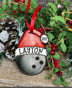 Personalized Santa hat Sports ornament