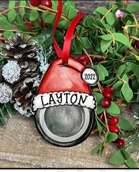 Personalized Santa hat Sports ornament