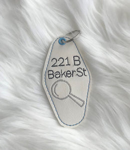 Baker St  Embroidered Keychain/snap tab