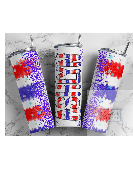 Custom 4th of July stripes Sublimation tumbler