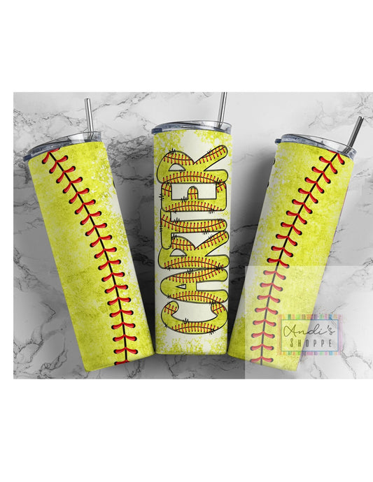 Custom/personalized Softball 20-ounce tumbler