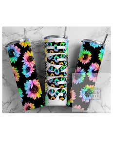 Custom/personalized  Rainbow sunflower 20 ounce tumbler