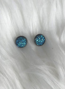 Blue AB druzy post style earrings