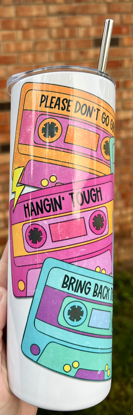 Mixed tape 20 ounce tumbler