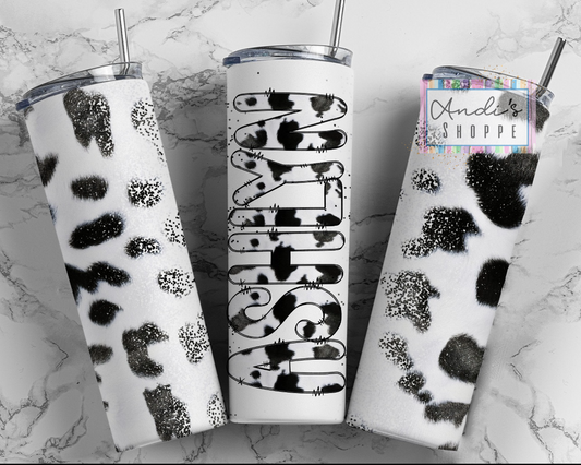 Custom/personalized Cow print 20 ounce tumbler