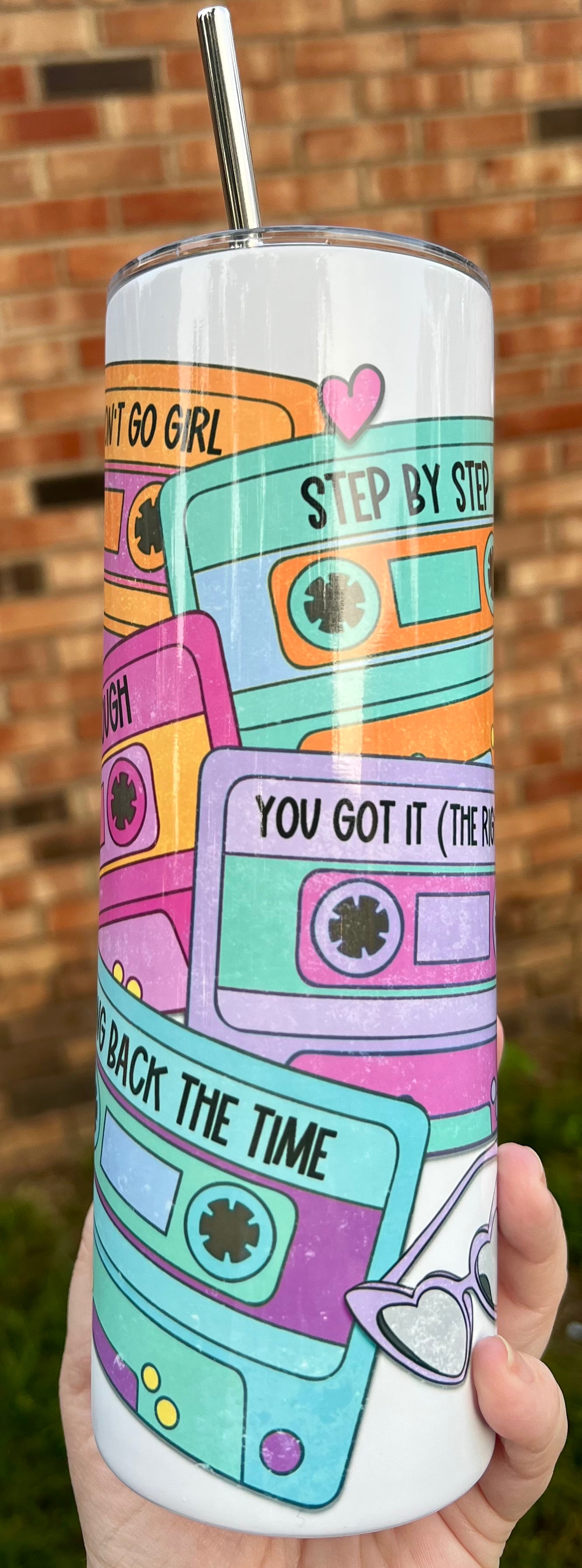 Mixed tape 20 ounce tumbler