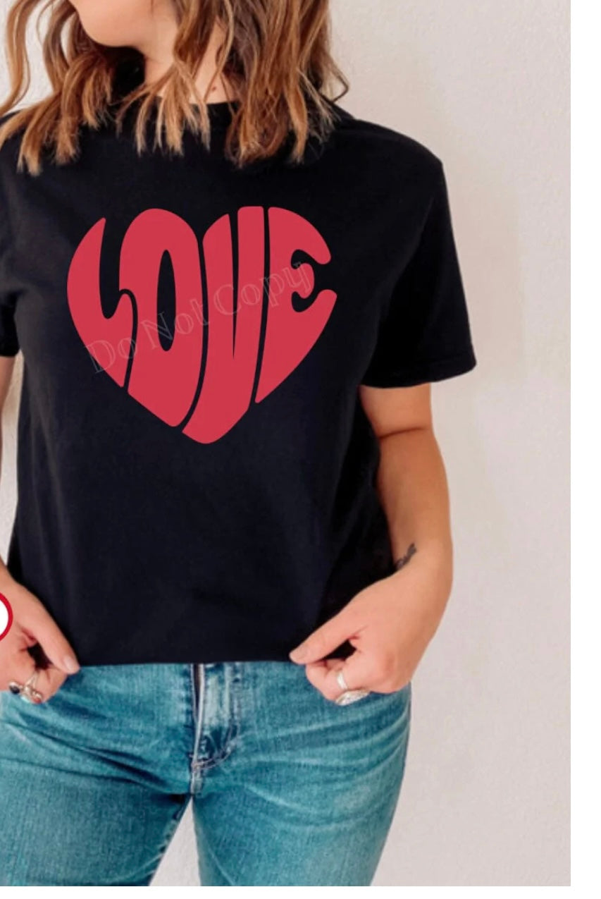 Heart shaped love puff print T-shirt