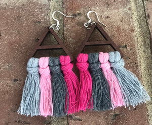 Macrame Pinks & Grays earrings