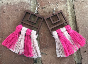 Macrame Shades of pink earrings