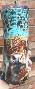 Shaggy Cow 20 ounce skinny Sublimation tumbler