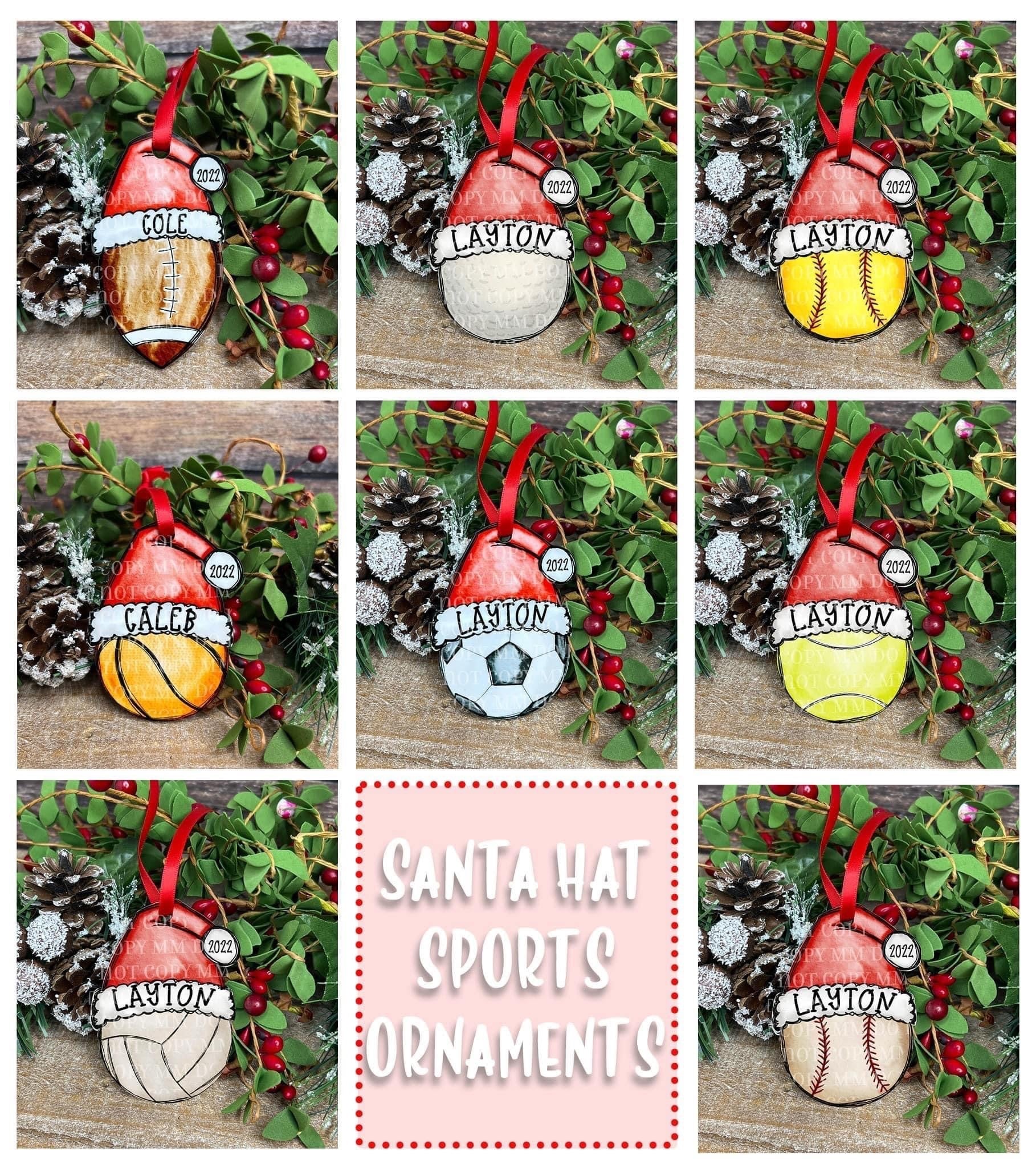 Personalized Santa hat Sports ornament